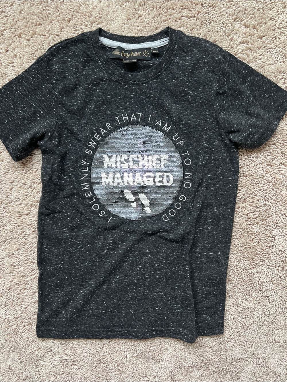 Wizarding World of Harry Potter 'Mischief Managed' Flippy Sequin Tee, Size 9/10